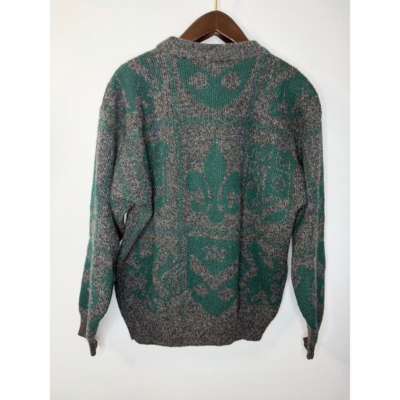 Nautica Vinatge Men’s M Wool Sweater Green Print Made in USA - Picture 4 of 9